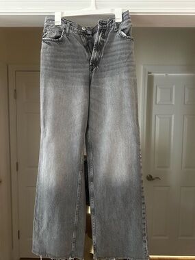 Zara High Rise Wide Leg Jeans in Gray Wash